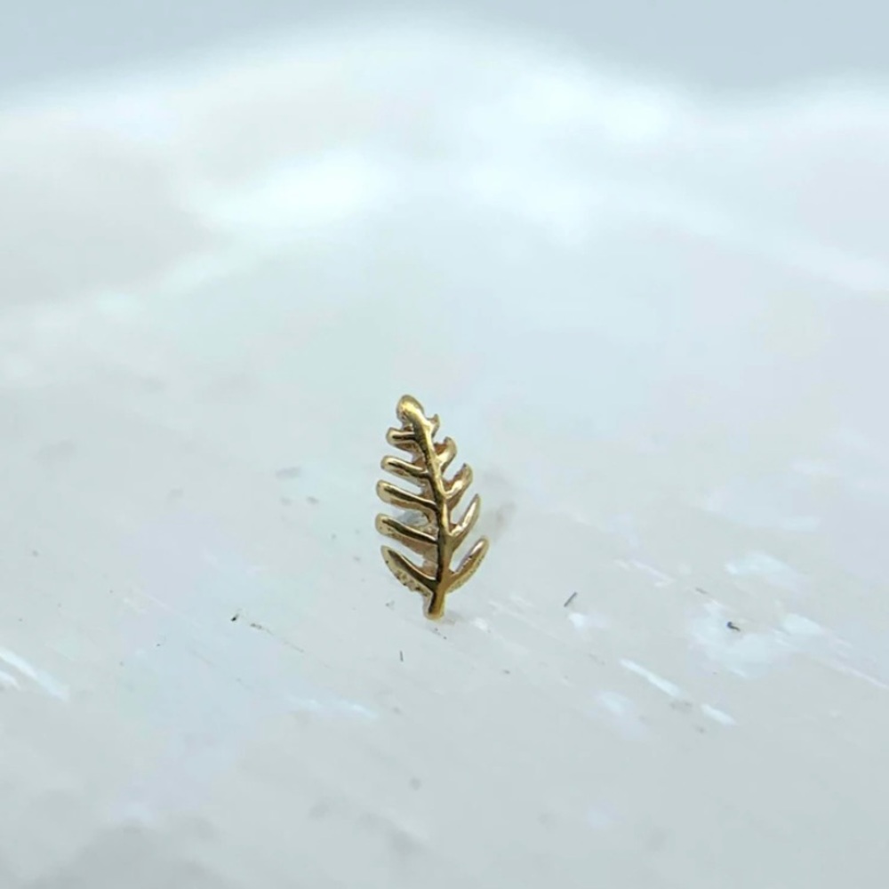 Maya Jewelry 14k Yellow Gold Wee Fronds Threadless End Pushpin